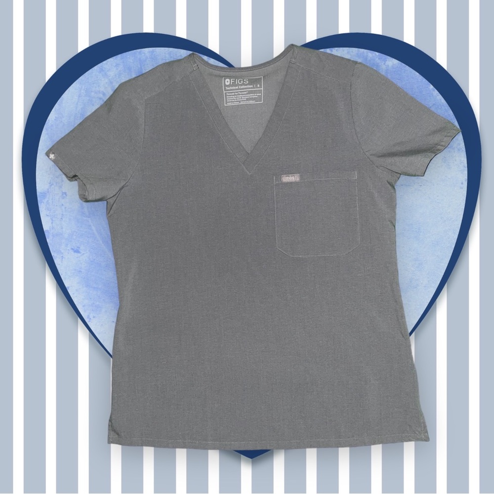 FIGS BRAND CATARINA SCRUB TOP - DARK SPACE GREY